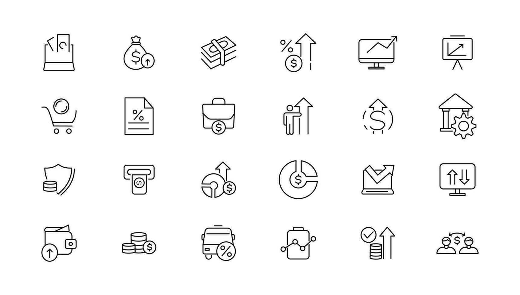 Money and taxes linear icons collection.Money and taxes black icons.Big UI icon set in a flat design. Thin outline icons pack. Vector illustration