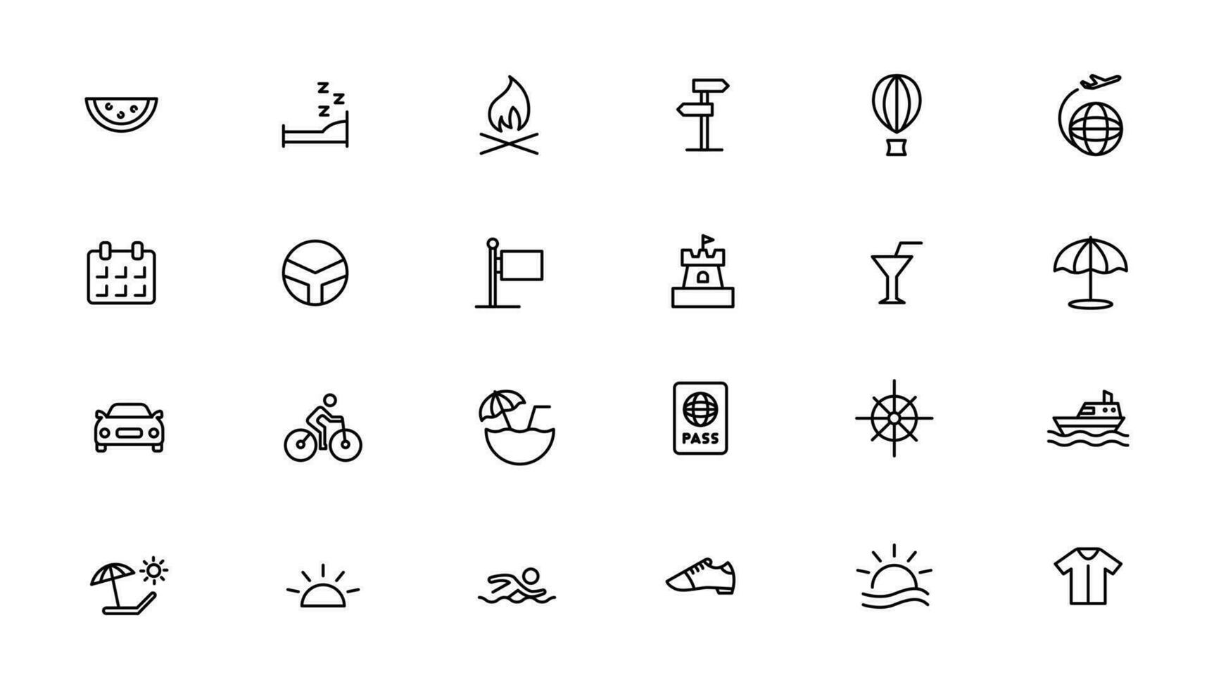 Travel icons set. Tourism simple icon collection vector