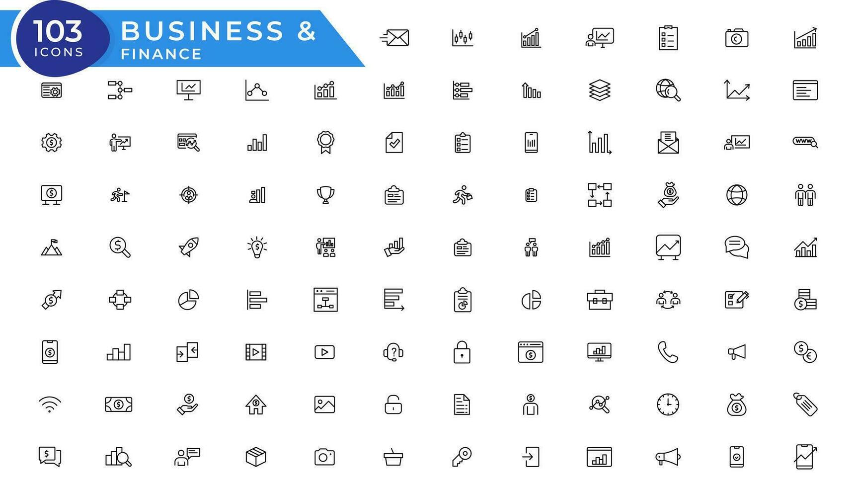 Vector business and finance editable stroke line icon set with money, bank, check, law, auction, exchance, payment, wallet, deposit, piggy, calculator, web and more isolated outline thin symbol