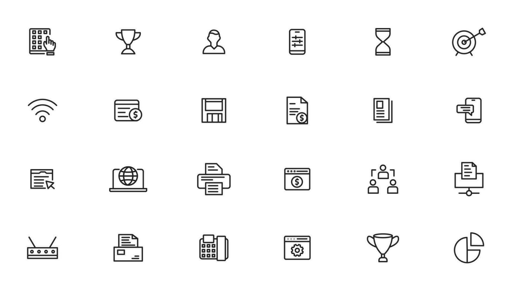 Vector business and finance editable stroke line icon set with money, bank, check, law, auction, exchance, payment, wallet, deposit, piggy, calculator, web and more isolated outline thin symbol