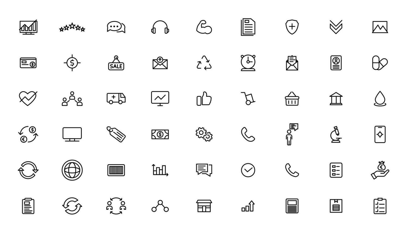 Big collection of 576 thin line icon. Web icons. Business, finance, seo, shopping, logistics, medical, health, people, teamwork, contact us, arrows, technology, social media, education, creativity. vector