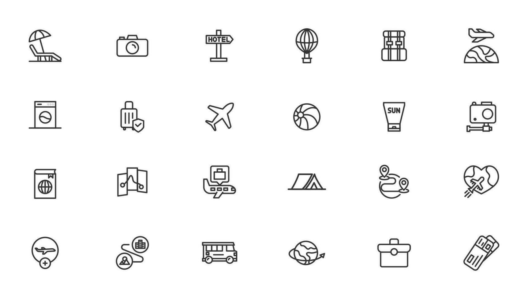 Travel icons set. Tourism simple icon collection vector