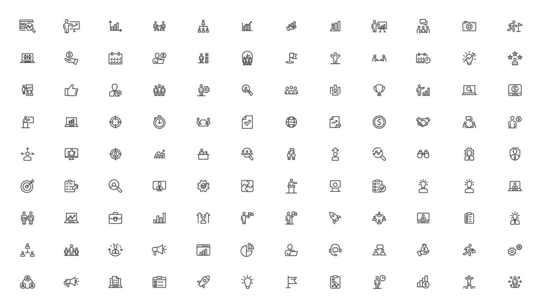 Business and management line icons set. Management icon collection. Vector illustrator