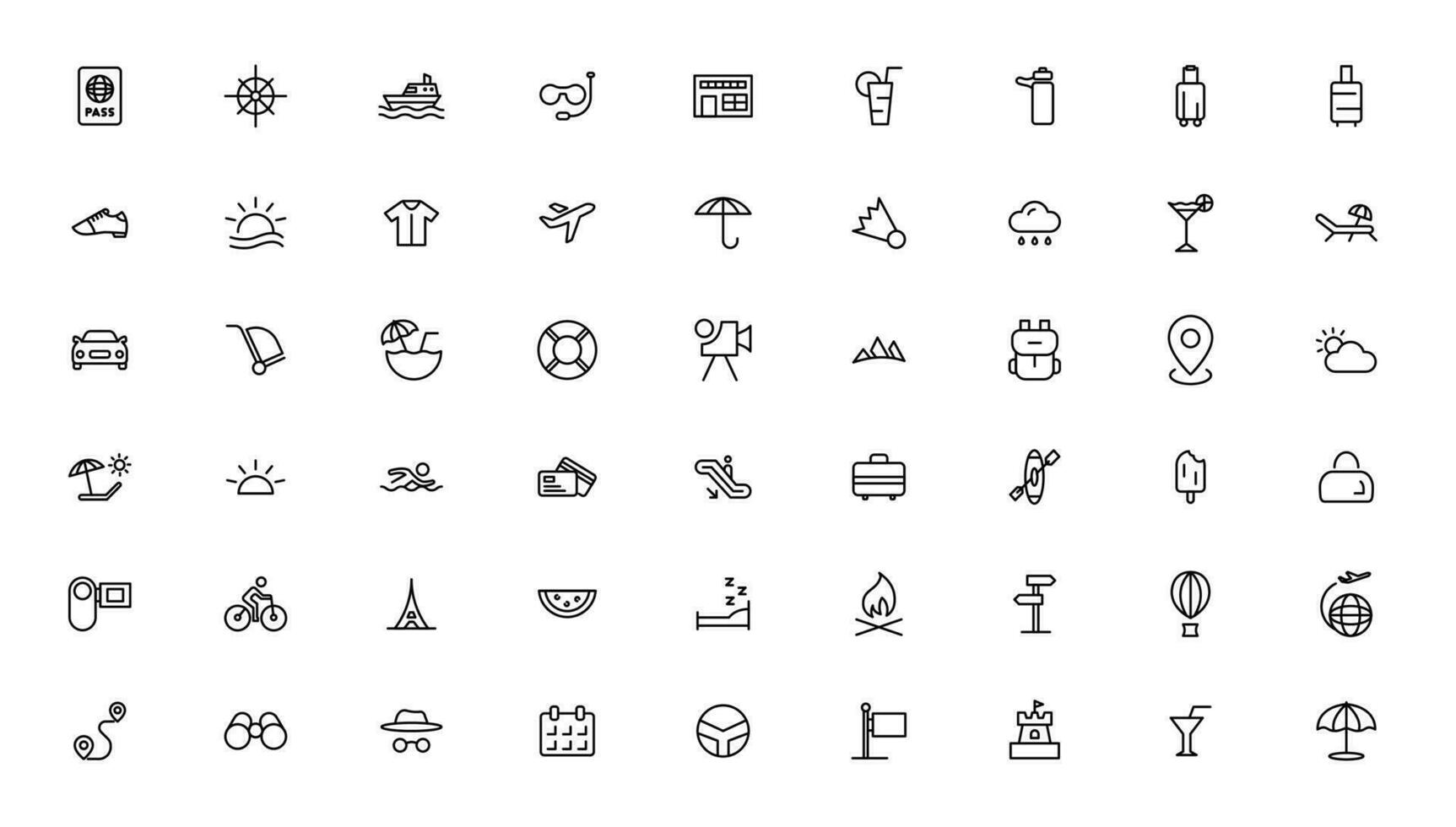 Travel icons set. Tourism simple icon collection vector