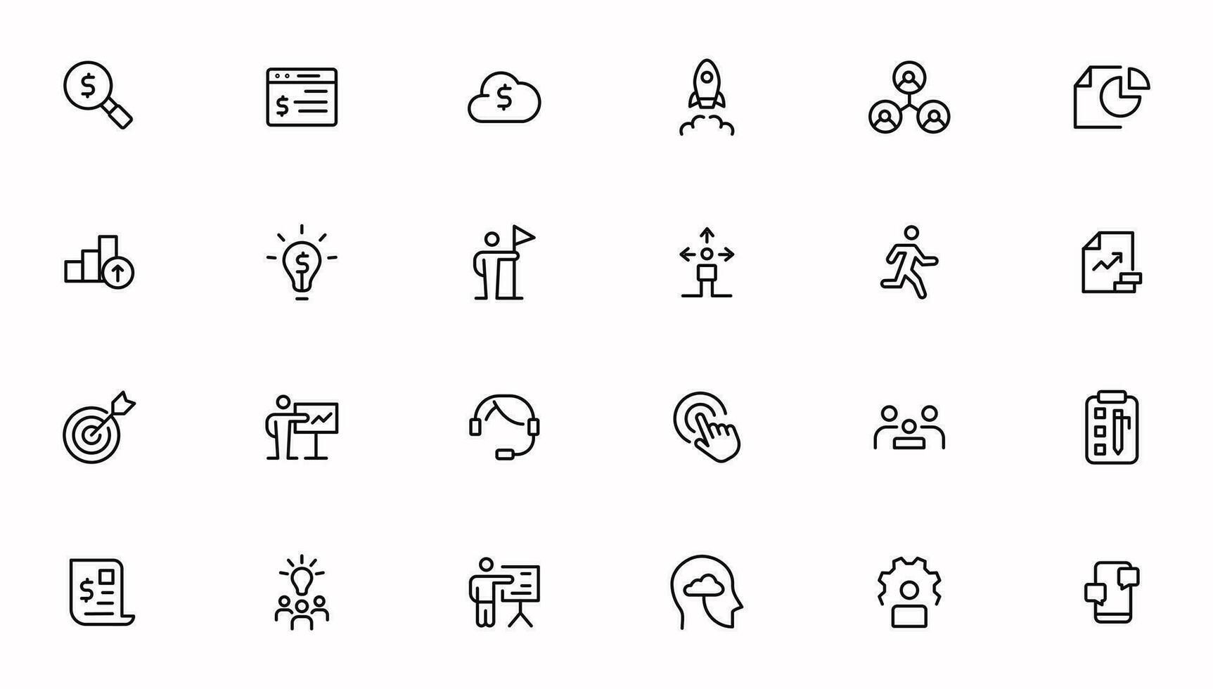 Business and management line icons set. Management icon collection. Vector illustrator