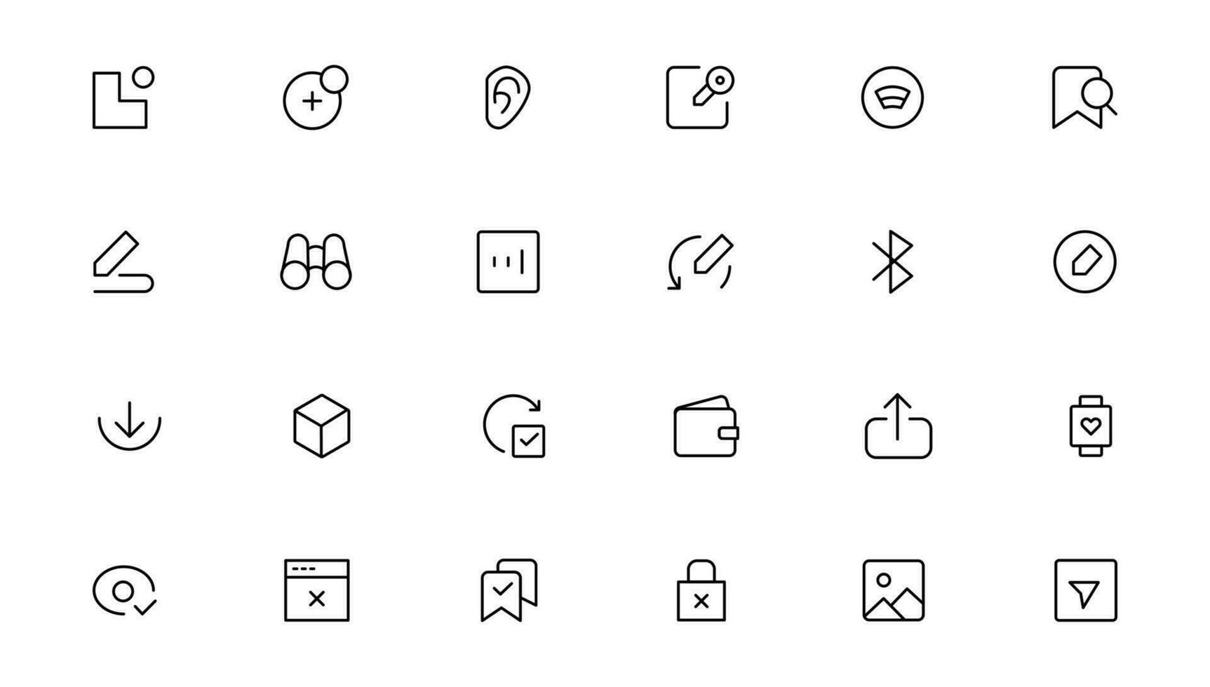 Pixel Perfect. Basic User Interface Essential Set. Line Outline Icons. For App, Web, Print. Editable Stroke. Pixel Stroke Wide with Round Cap and Round Corner vector