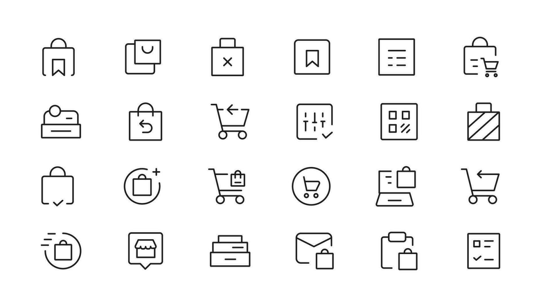 Shopping icons set. E-commerce icon collection. Online shopping thin line icons. Shop icons vector