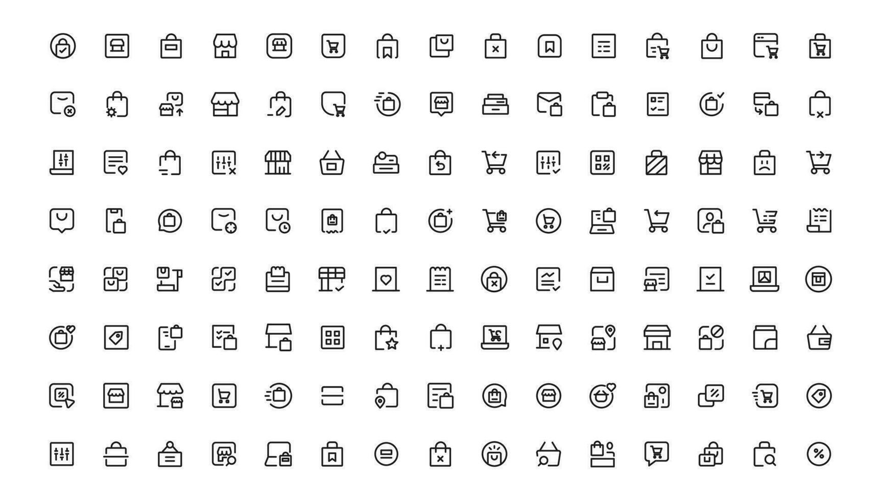 Shopping icons set. E-commerce icon collection. Online shopping thin line icons. Shop icons vector