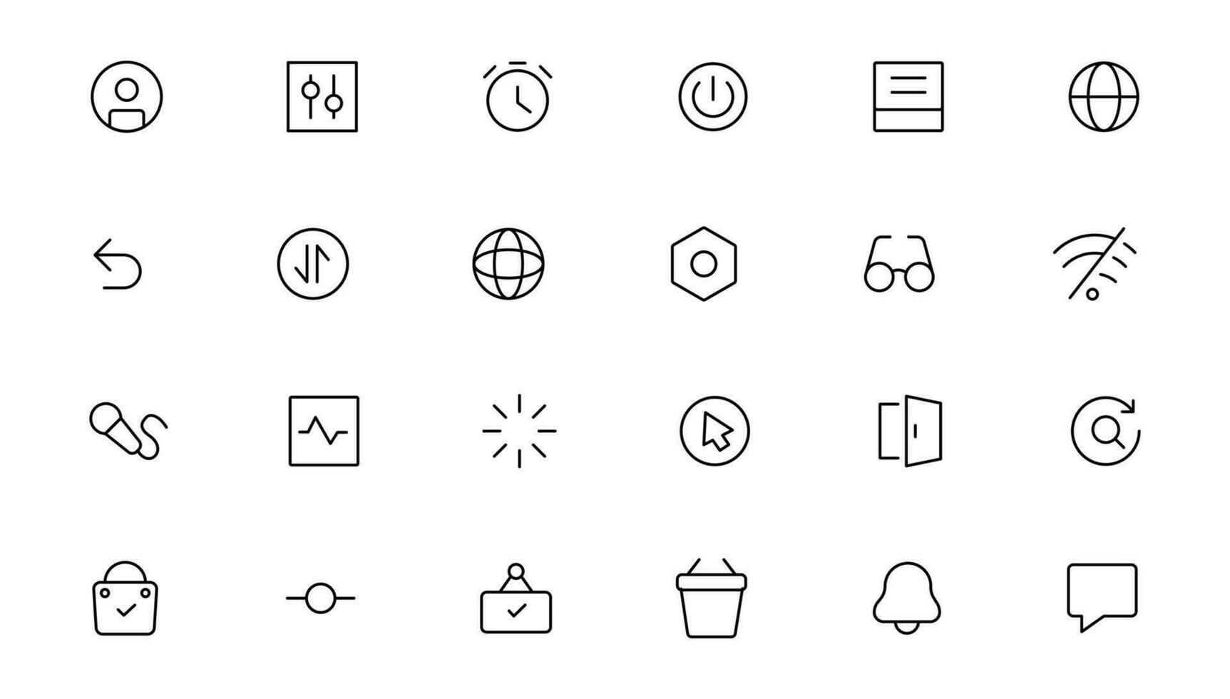 Pixel Perfect. Basic User Interface Essential Set. Line Outline Icons. For App, Web, Print. Editable Stroke. Pixel Stroke Wide with Round Cap and Round Corner vector