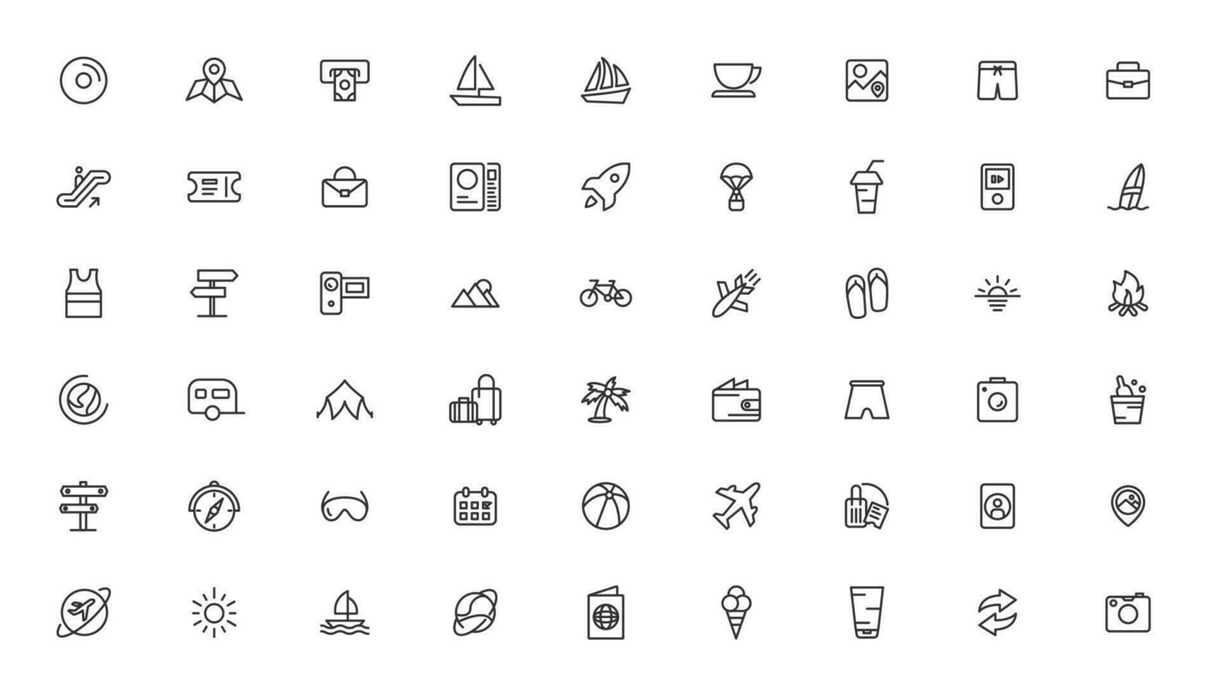 Travel icons set. Tourism simple icon collection vector