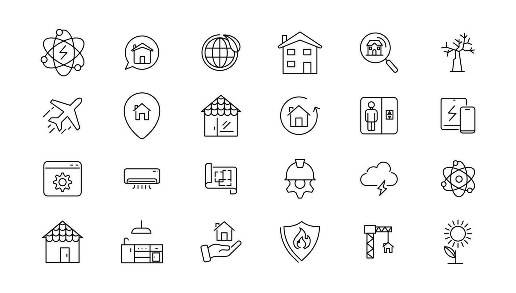 Energy and industry linear icons collection. Energy and industry line icons set. Vector illustrator.