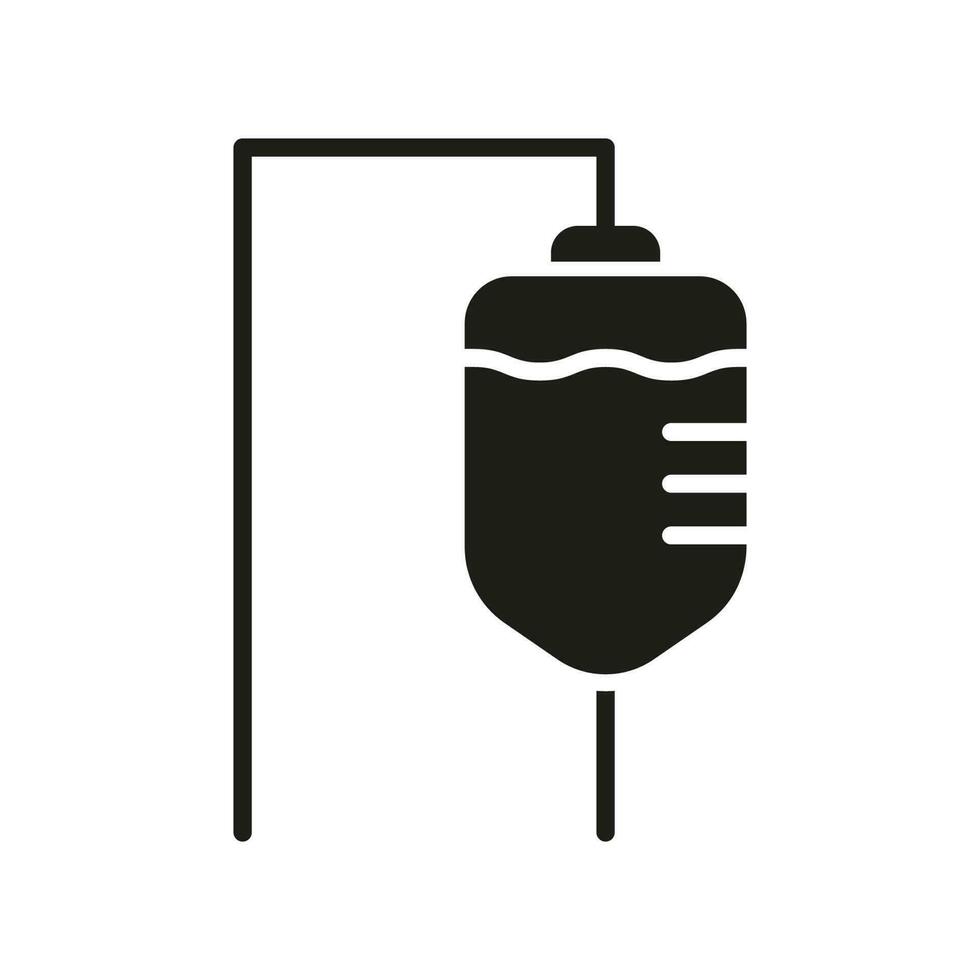 Medical Infusion Silhouette Icon. Chemotherapy Symbol. Iv Drip Glyph Pictogram. Intravenous Medicine Treatment in Hospital Icon. Medication Aid. Infusion Injection Sign. Isolated Vector Illustration.