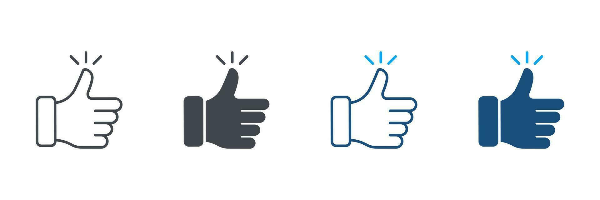 Thumb Up Pictogram. Like Silhouette and Line Icon Set. Finger Up Gesture, Good, Best Gesture in Social Media. Approve, Confirm, Accept, Verify Symbol Collection. Isolated Vector Illustration.