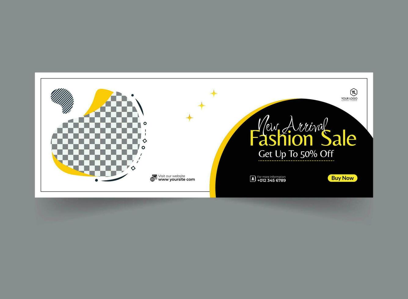 Fashion social media cover banner modern webinar for cloth fashion branding, business cover template geometric shape design for attractive abstract elements post background space for web banner design vector