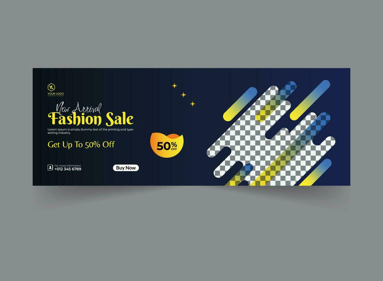 Fashion social media cover banner modern webinar for cloth fashion branding, business cover template geometric shape design for attractive abstract elements post background space for web banner design vector