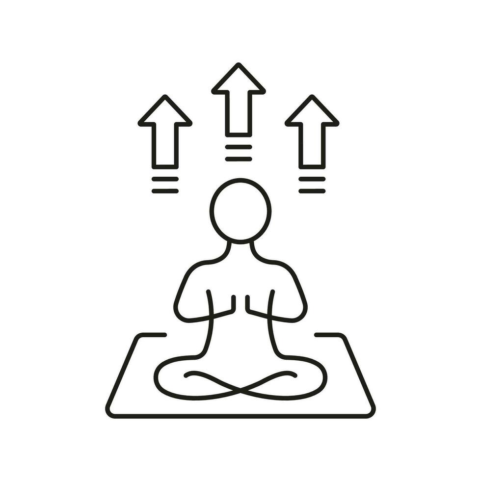 Wellness, Yoga Body Exercise, Fitness Zen Line Icon. Human Meditate and Relax. Person Sit in Lotus Pose Linear Pictogram. Healthy Lifestyle Outline Sign. Editable Stroke. Isolated Vector Illustration.