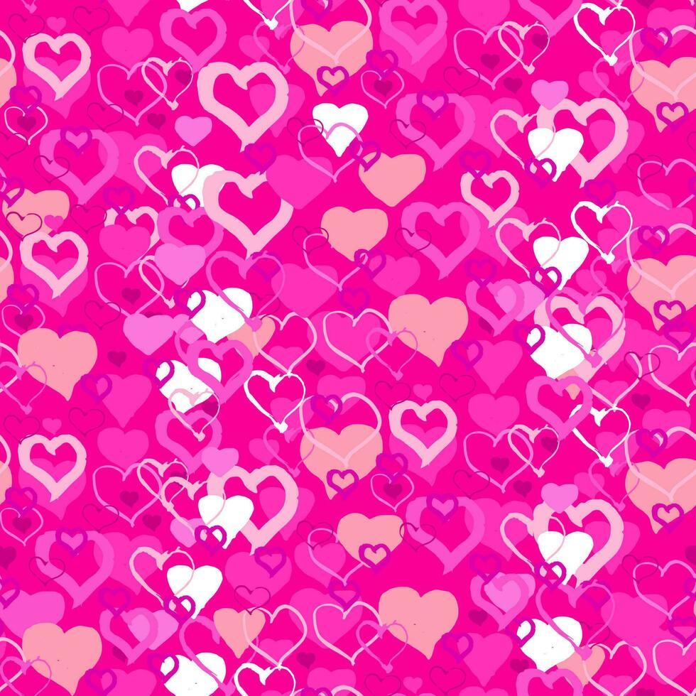 Seamless vector pattern with a lot of leattle hand-drawn hearts