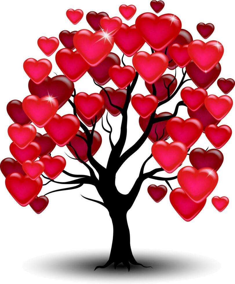 San Valentín día póster diseño, con árbol de corazones. vector ilustración