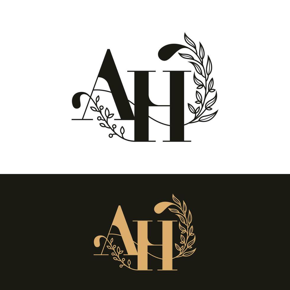 handdrawn wedding monogram AH logo vector