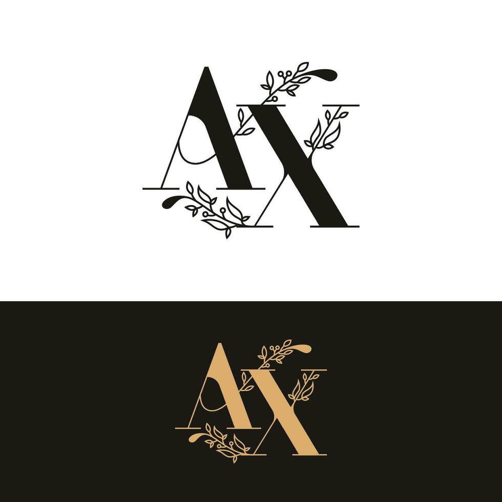 handdrawn wedding monogram AX logo vector