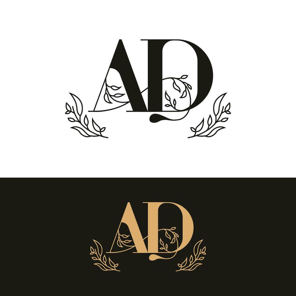 dibujado a mano Boda monograma anuncio logo vector