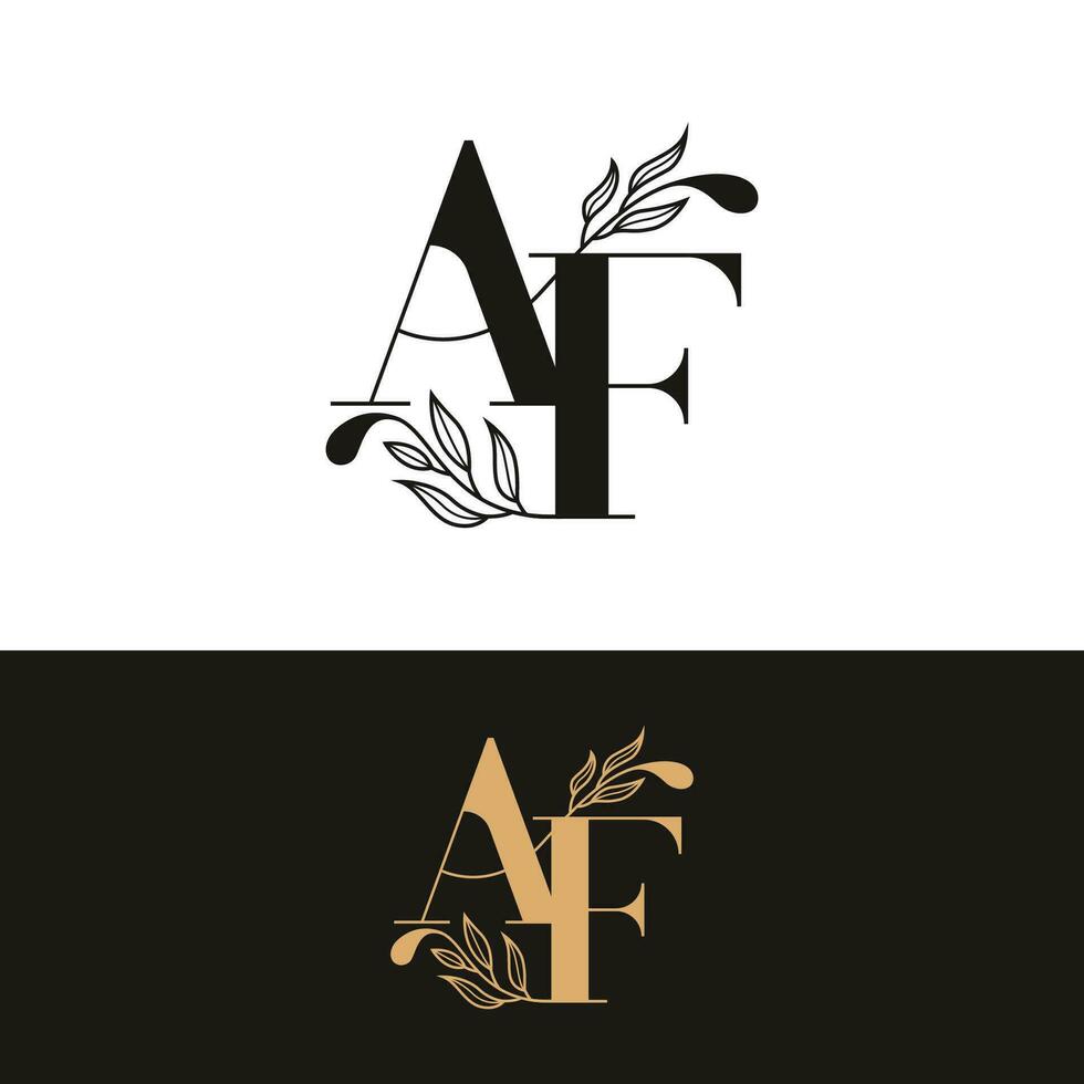 handdrawn wedding monogram AF logo vector