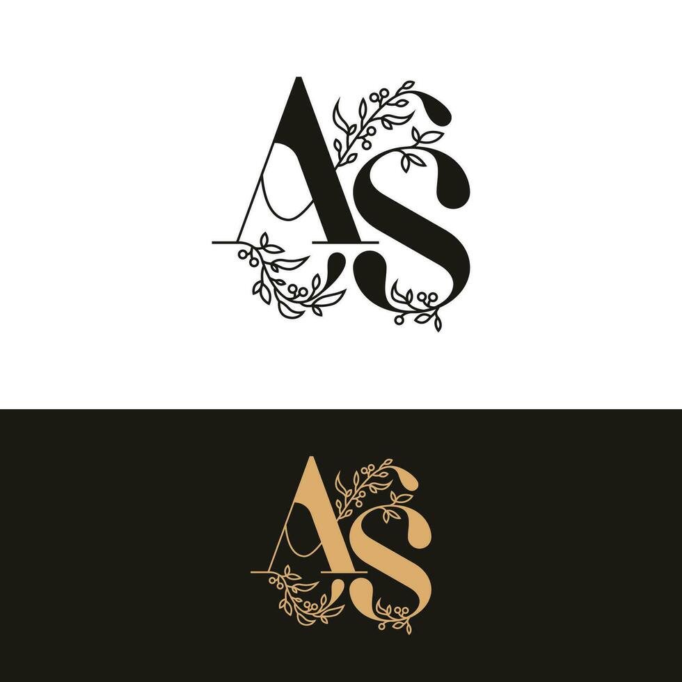 handdrawn wedding monogram AS logo vector