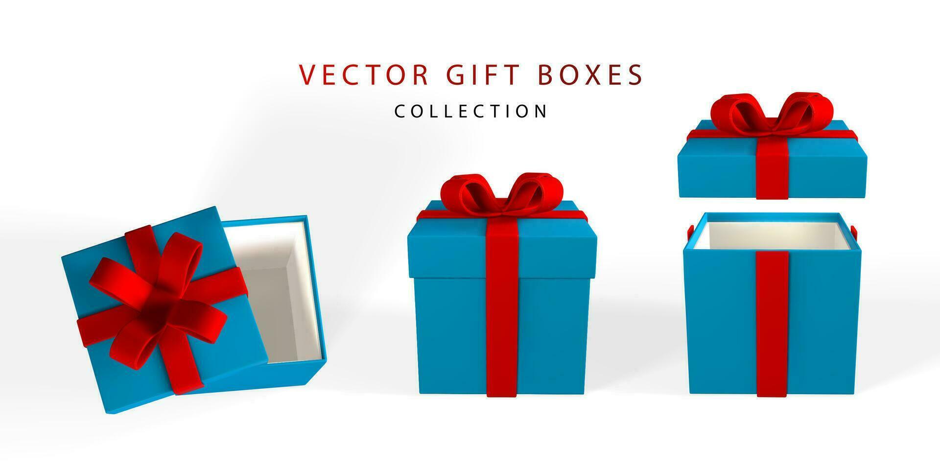 3D render and draw by mesh realistic gift box with bow. Paper box with shadow isolated on white background. Vector illustration