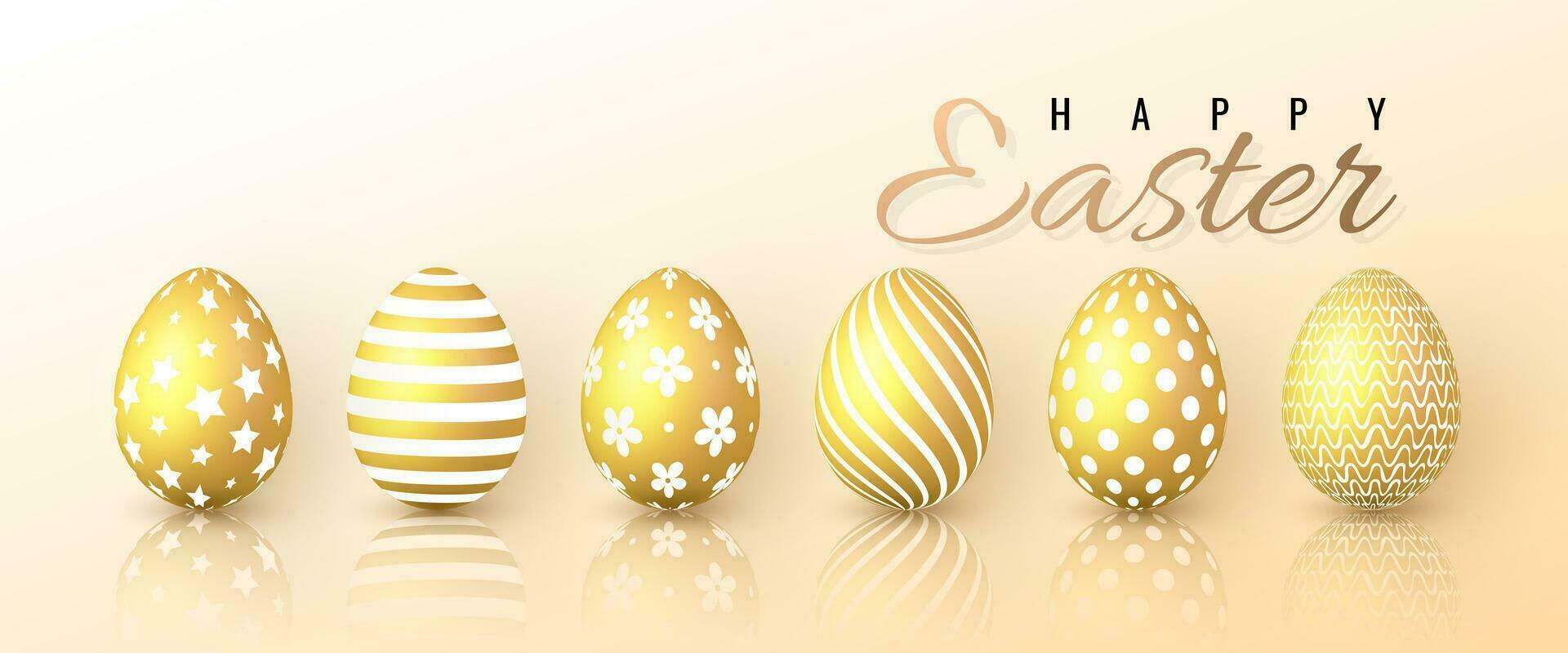 Happy Easter. Color Easter eggs on white background. Vector illustration