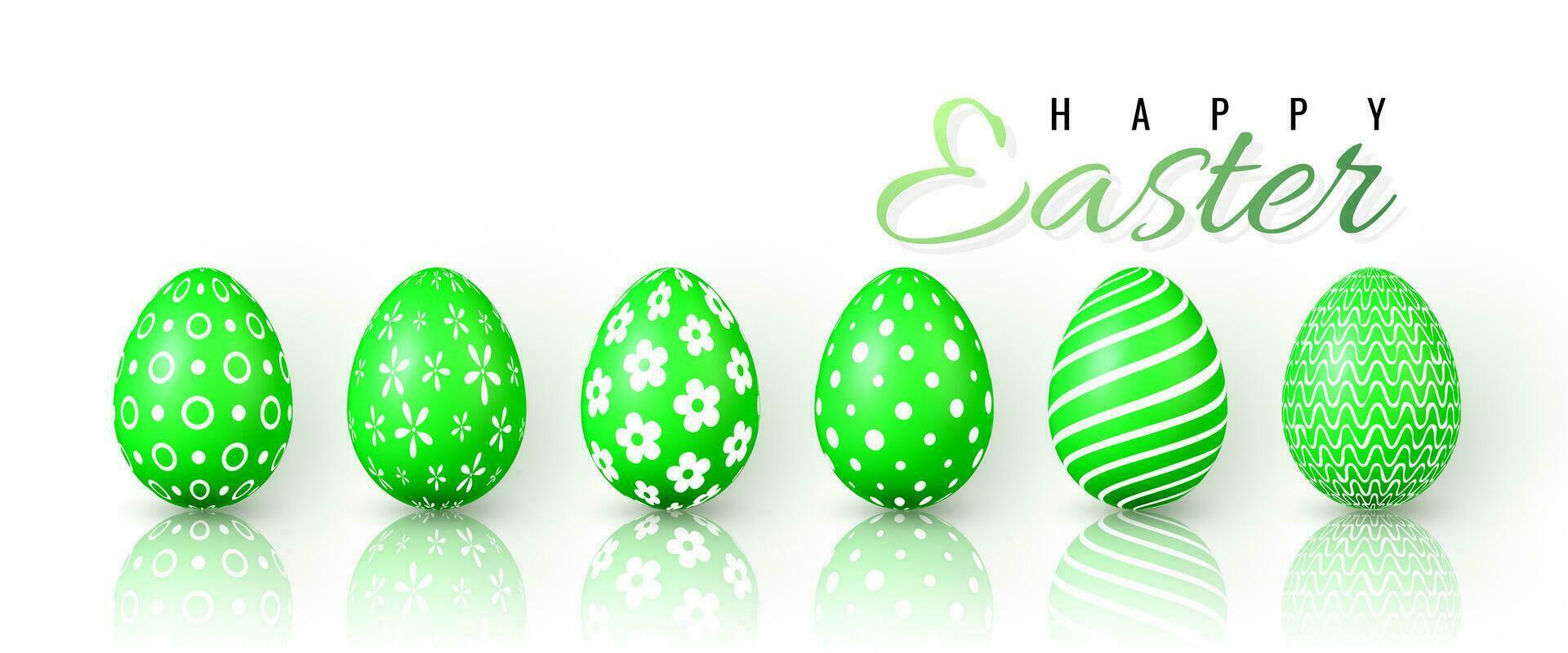 Happy Easter. Color Easter eggs on white background. Vector illustration