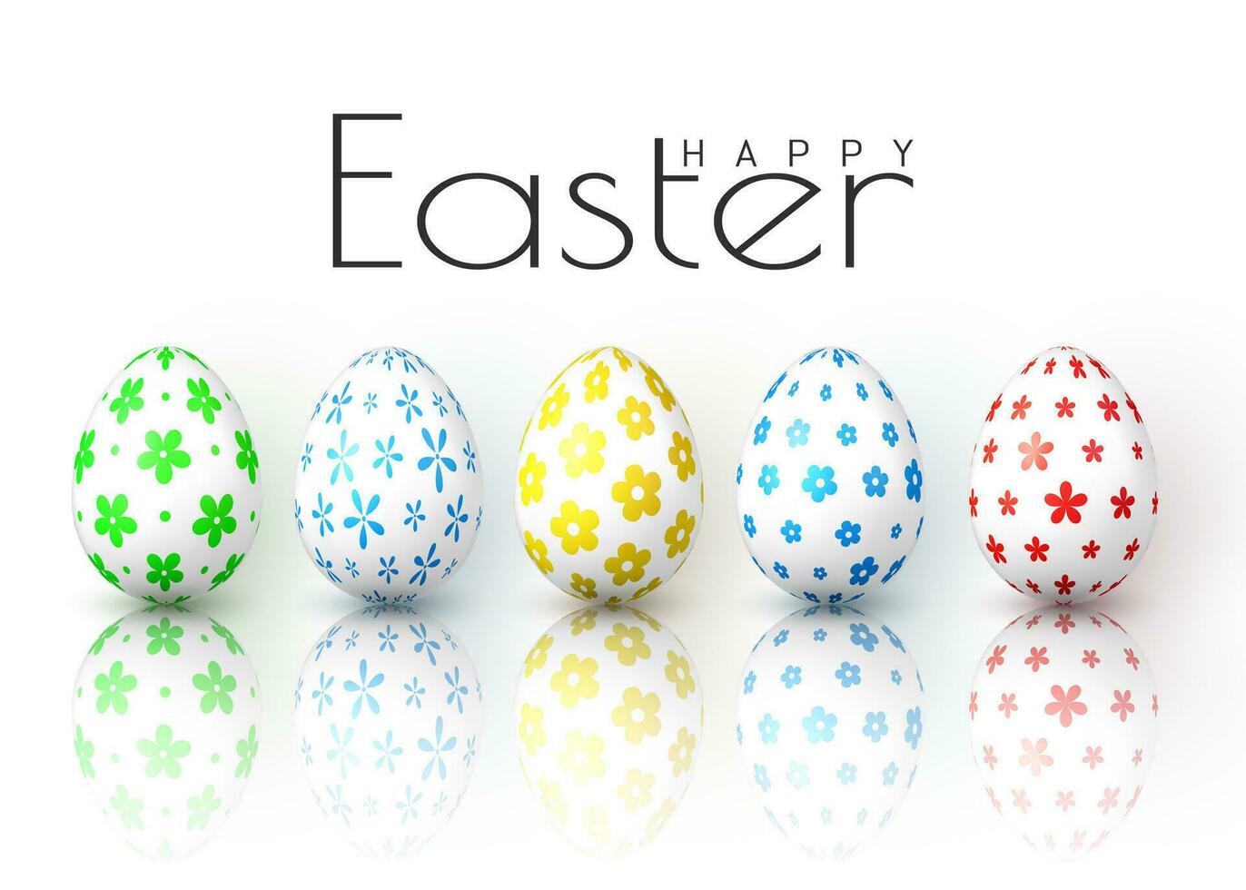 Happy Easter. Color Easter eggs on white background. Vector illustration