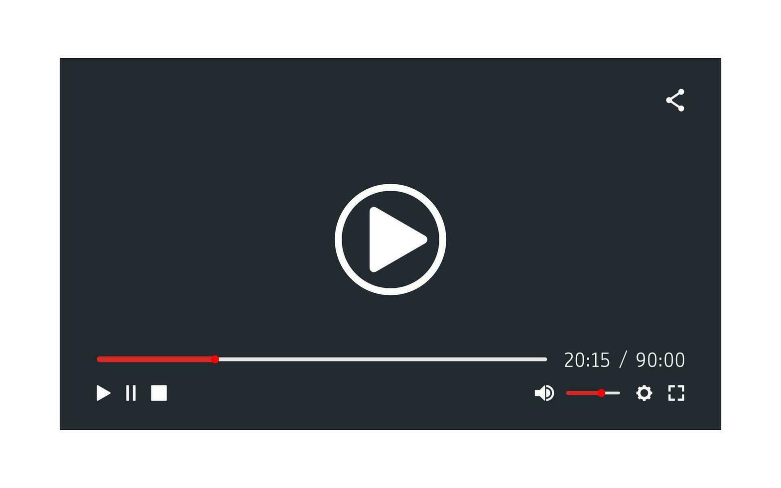 Video player template for web or mobile apps. Vector illustration