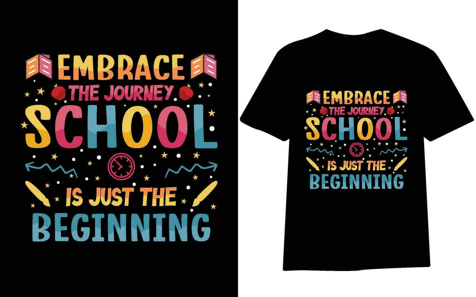 espalda a colegio camiseta diseño, primero día a colegio , cien dias de escuela, tipografía camiseta diseño para niños. vector