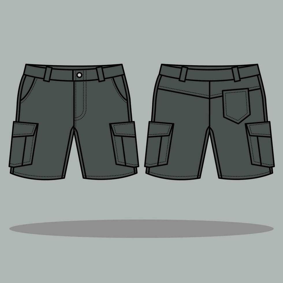 negro carga corto pantalones vector