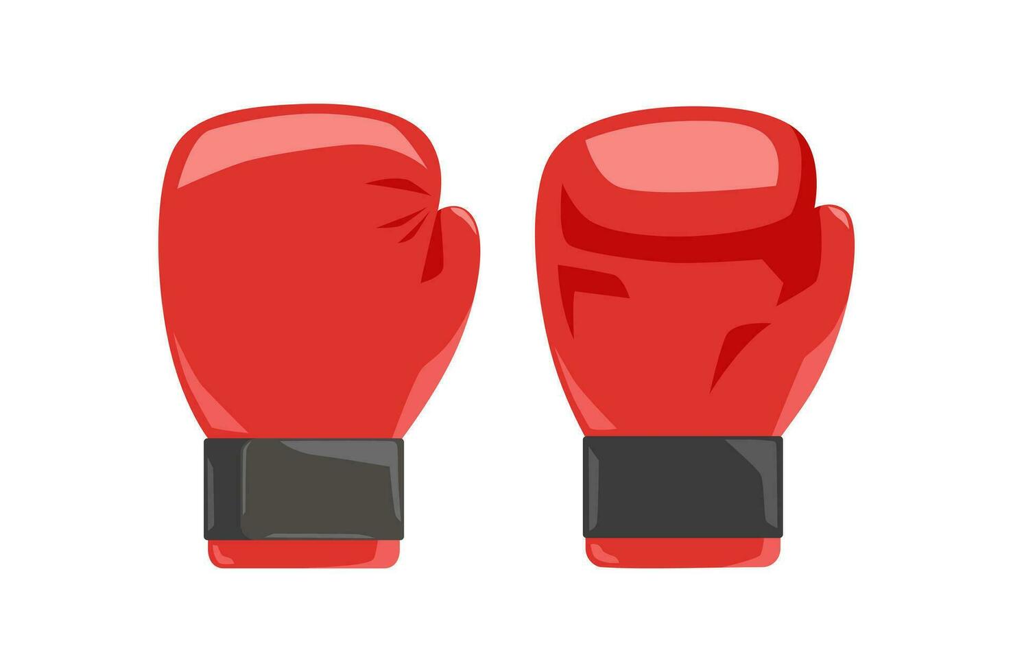 Red boxing glove vector illustration, front and back. Isolated on white background. Sport equipment