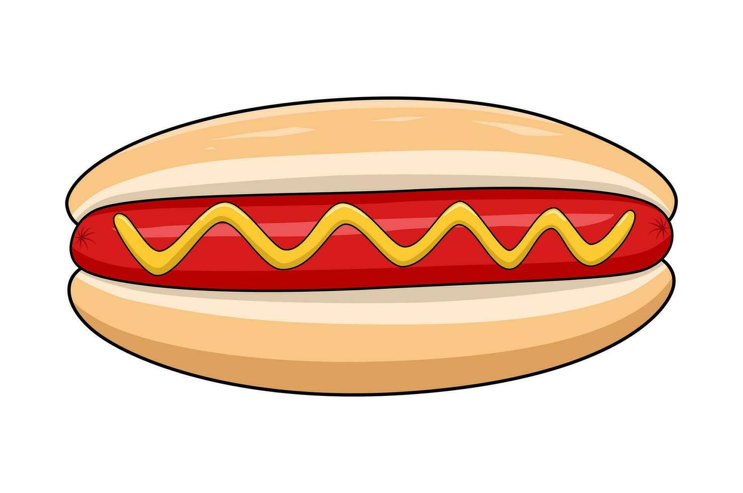 Hotdog vector isolated on white background, illustration of fast food