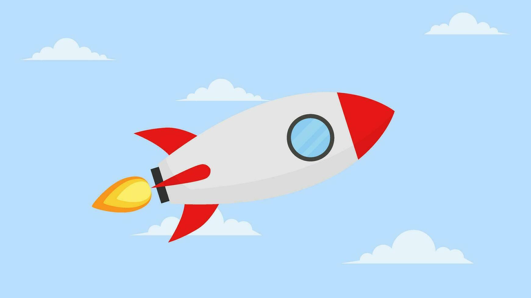 illustration of a rocket flying in the sky vector