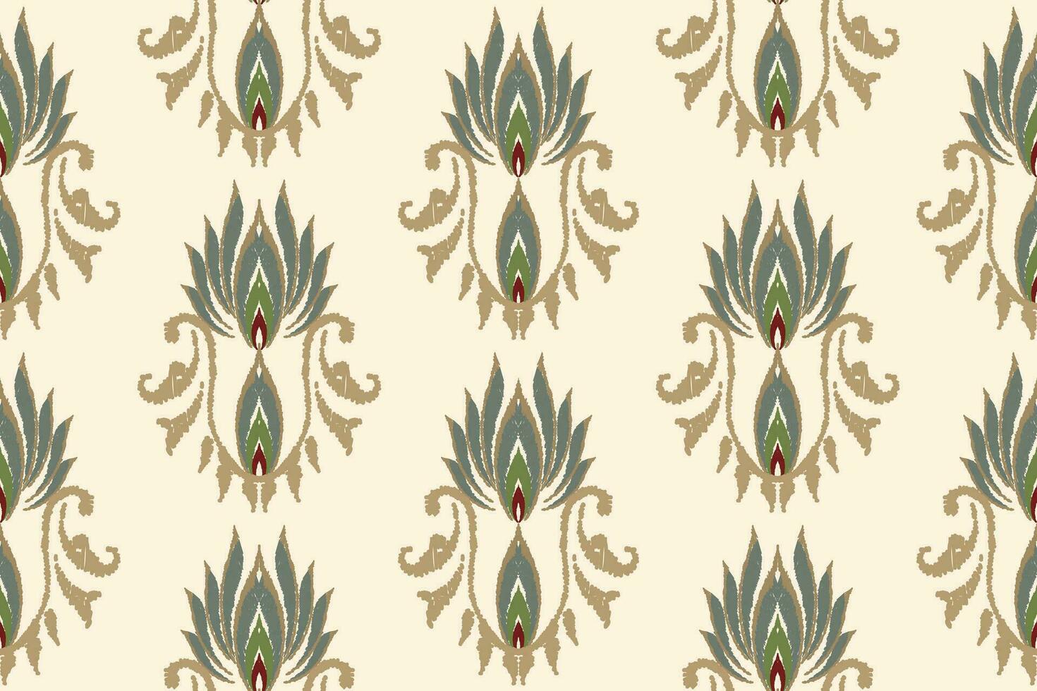 Seamless pattern of Ikat, traditional seamless pattern, yellow background, Aztec style, embroidery, abstract, vector, design illustration for texture, fabric, print. vector