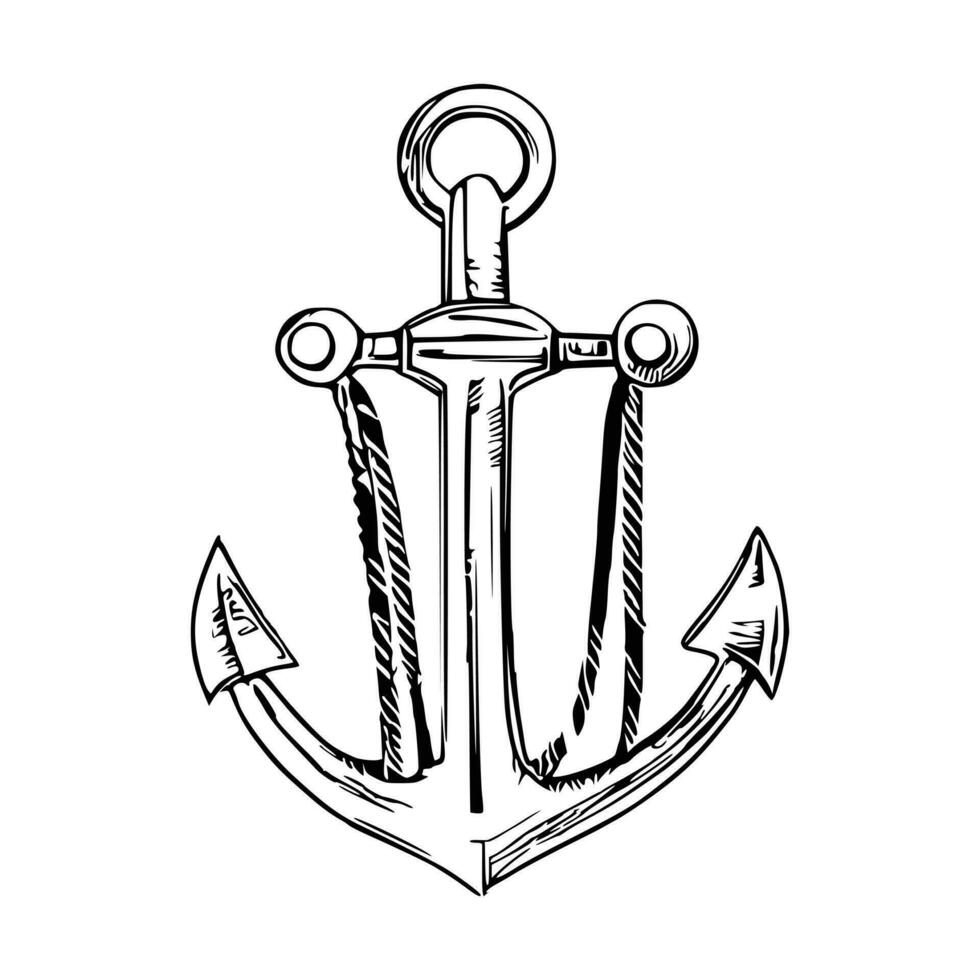 Ship anchor or boat anchor flat vector