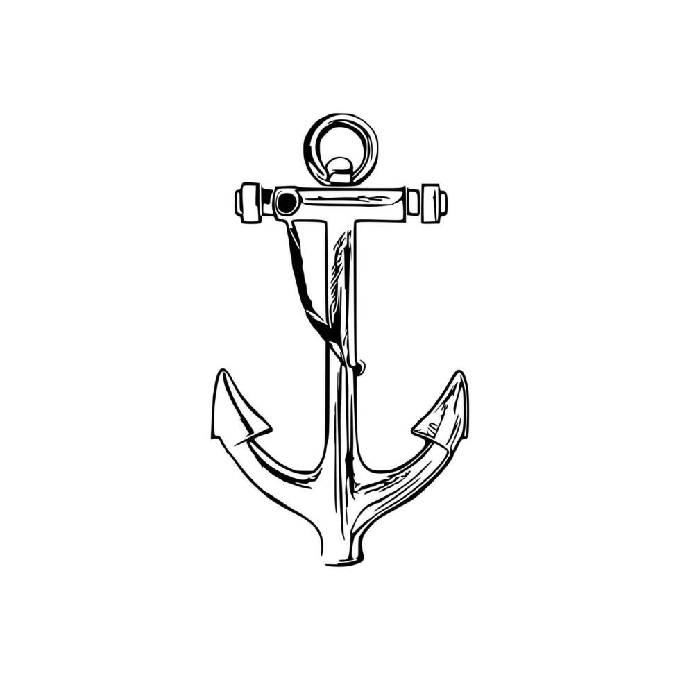 Ship anchor or boat anchor flat vector