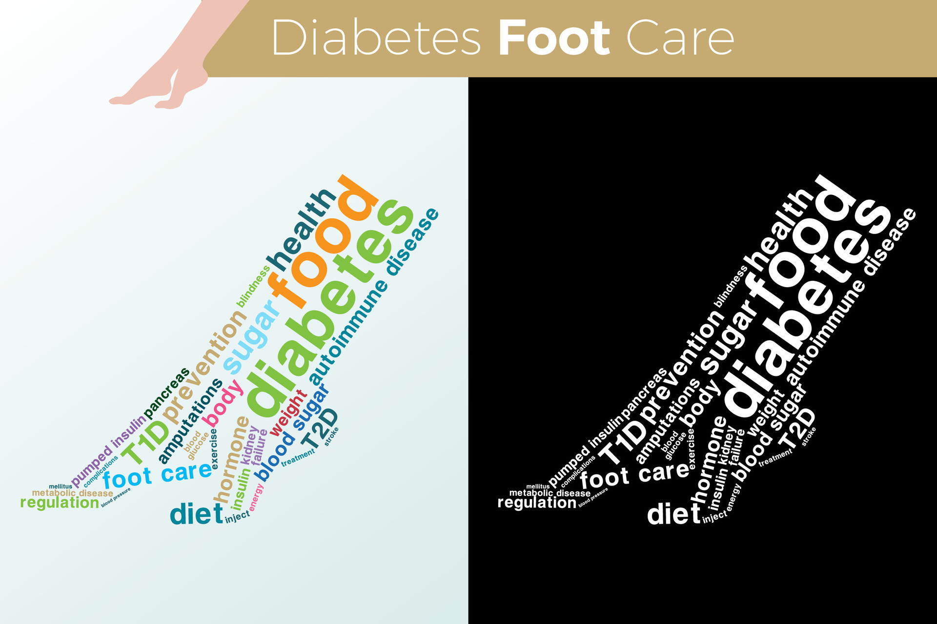 foot vector illustration design typography style for education diabetes