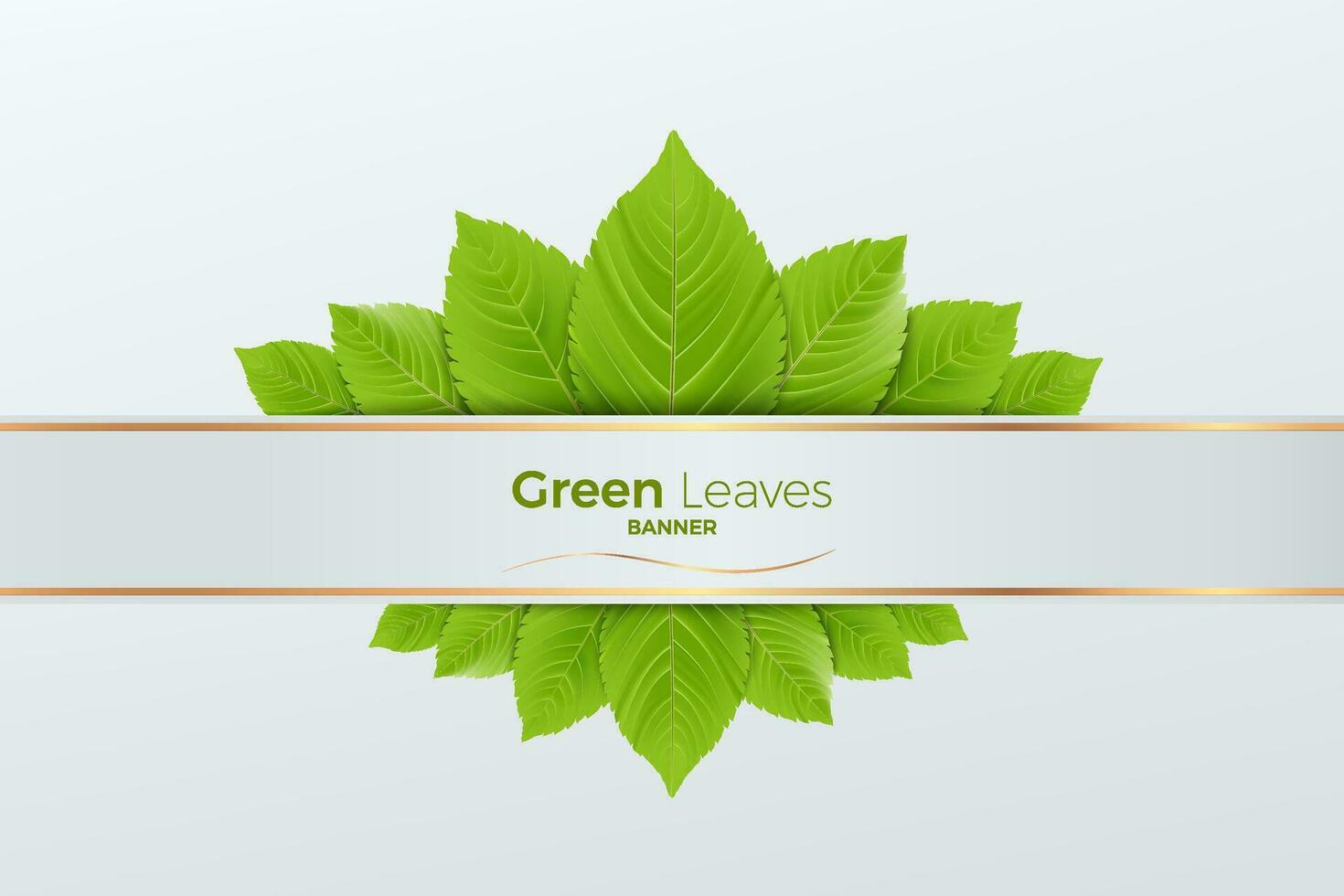 3D Green leaves realistic vector and gold luxury banner, Minimal scene for products showcase, Promotion display, eco environment.You can used for Marketing promotion,  presentation layout, print ad.