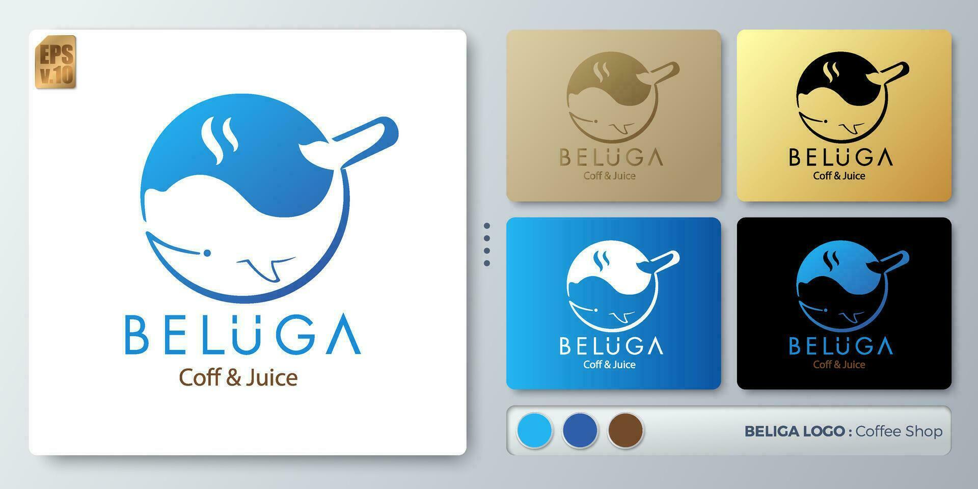 beluga ballena vector ilustración logo diseño. blanco nombre para insertar tu marca. diseñado con ejemplos para todas tipos de aplicaciones usted lata usado para compañía, identidad, café comercio, restaurante.