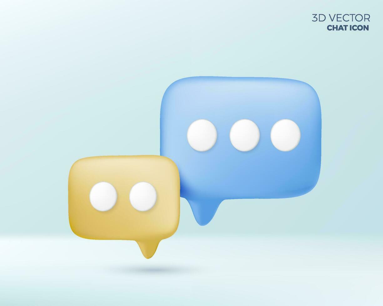 3D chat bubble design in blue and yellow color, isolated icon mesh Vector illustration. You can used for Marketing process, workflow presentations layout, flow chart, print ad., ux, ui, communication.