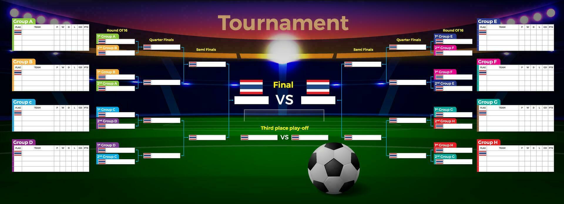 World football tournament of nation Soccer. table template vector illustration. Made so that you can easily enter the results of the competition. It can be used for many games on the ground grass.