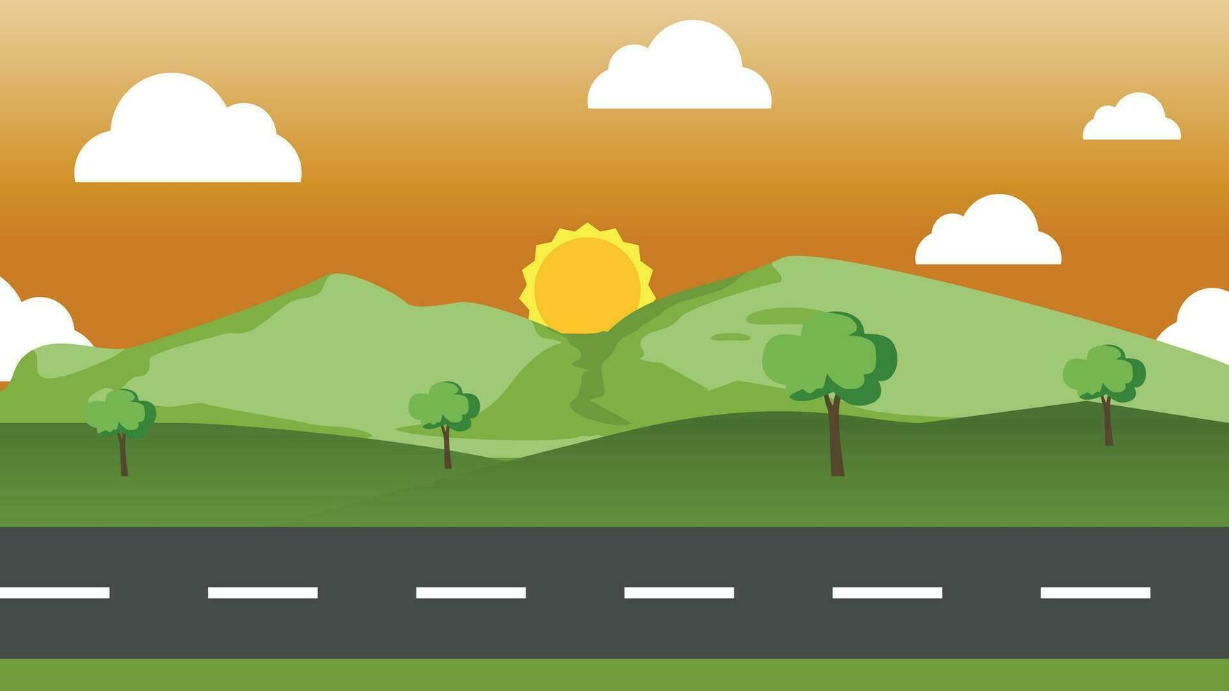 street view sunset vector