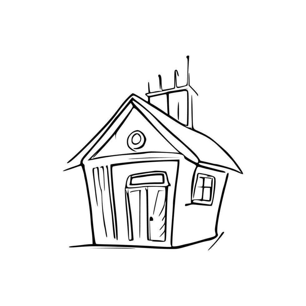 Simple line art House vector. vector