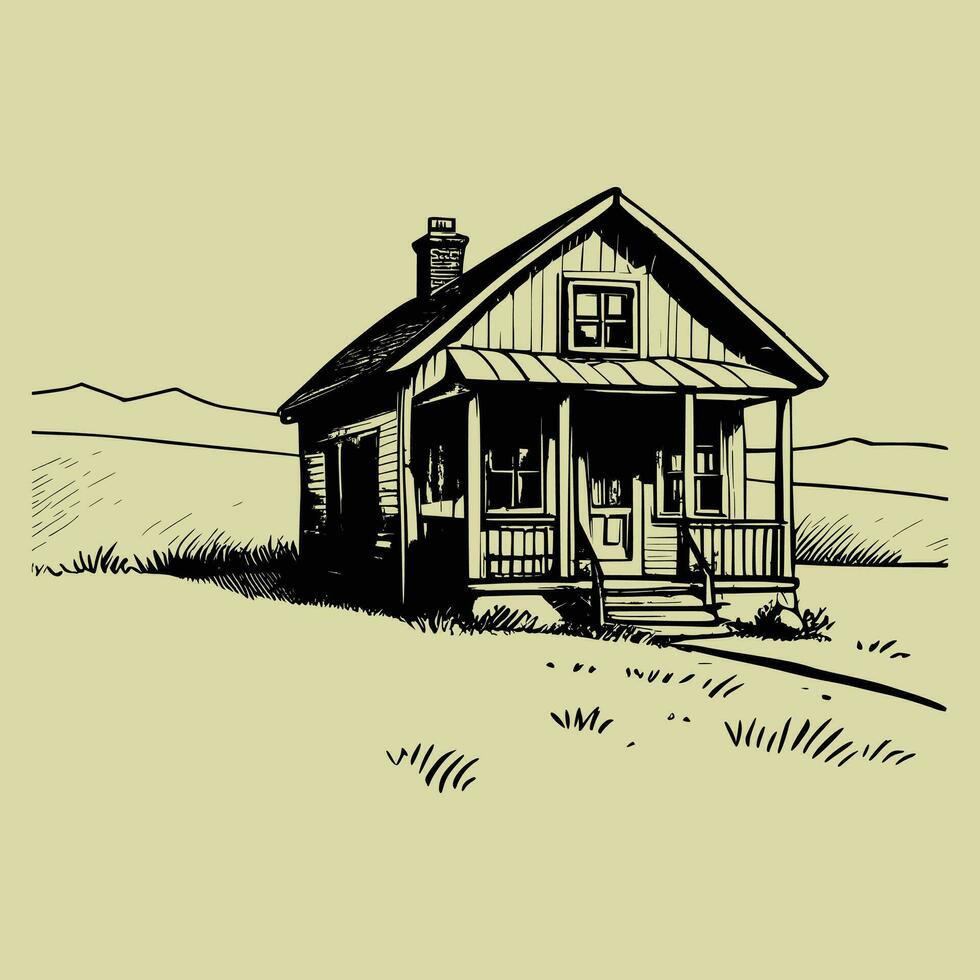 Vintage Line art House vector