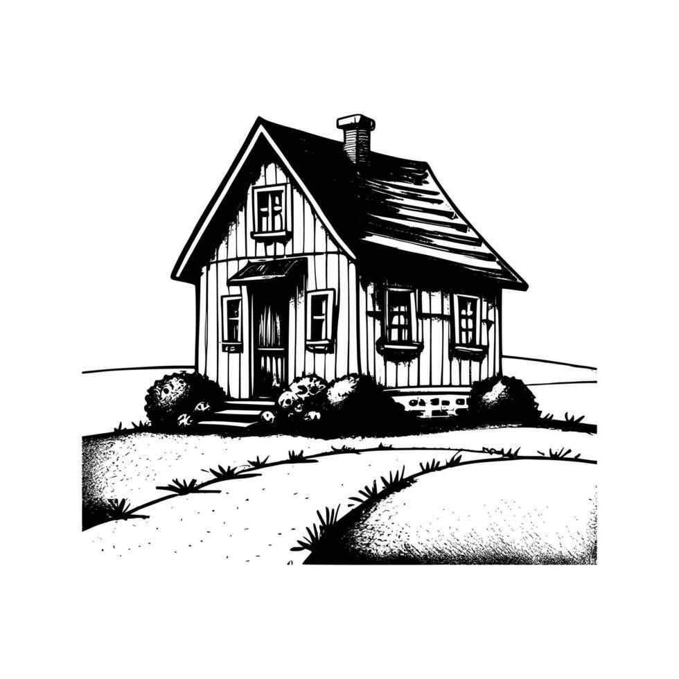 Vintage Line art House vector