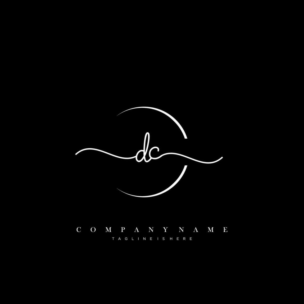 DC Initial handwriting minimalist geometric logo template vector